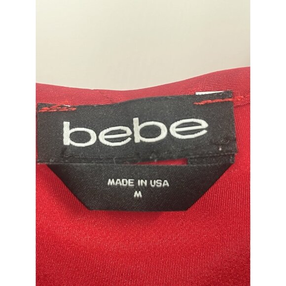 bebe Red Midi Slip Dress Sz Medium 90s Style Cocktail Evening Minimalist Party - Picture 4 of 5